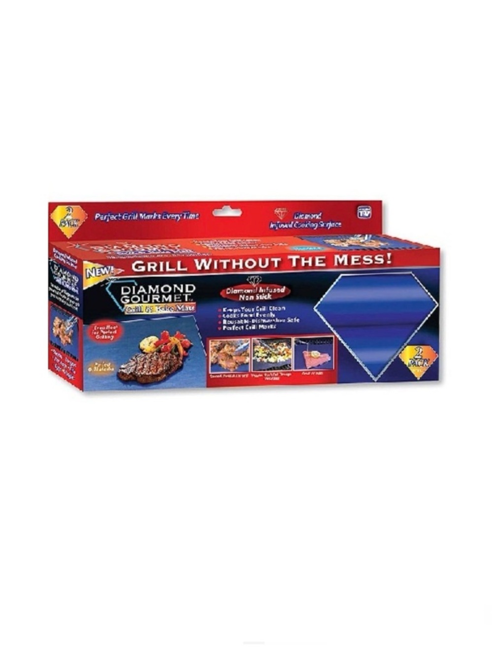 AS SEEN ON TV DIAMOND GRILL & BAKEMATS 2 PK 16"X13" - BLUE (NEW WITH TAGS)